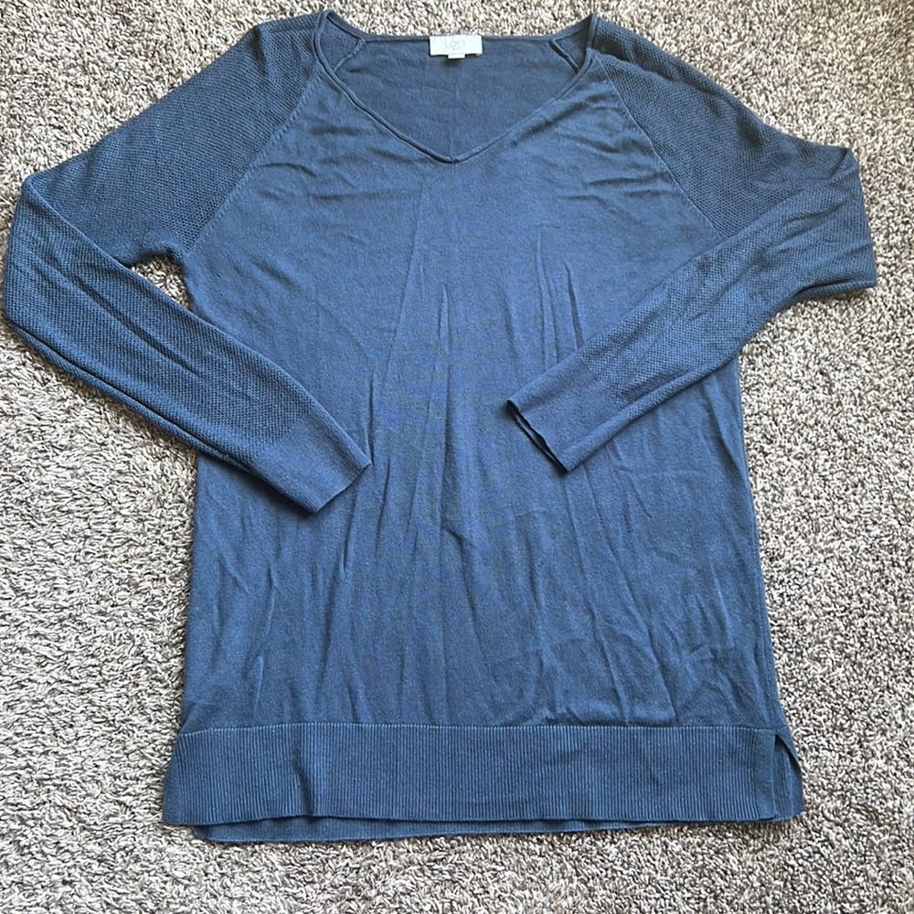 LOFT long sleeve blue v neck